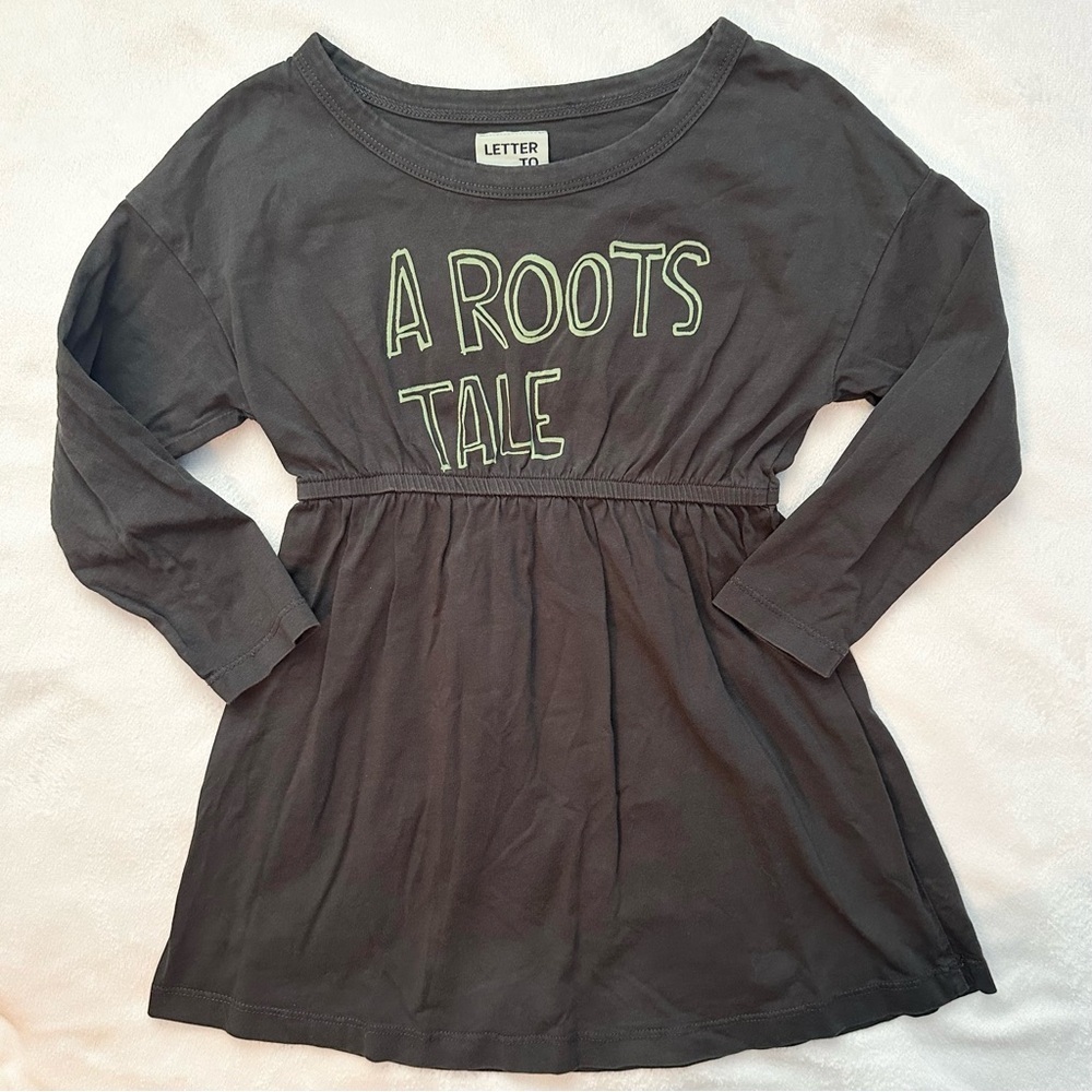 Letter to the World Charcoal Spruce “A Roots Tale” Toddler Dress Girls 2/3T Gray